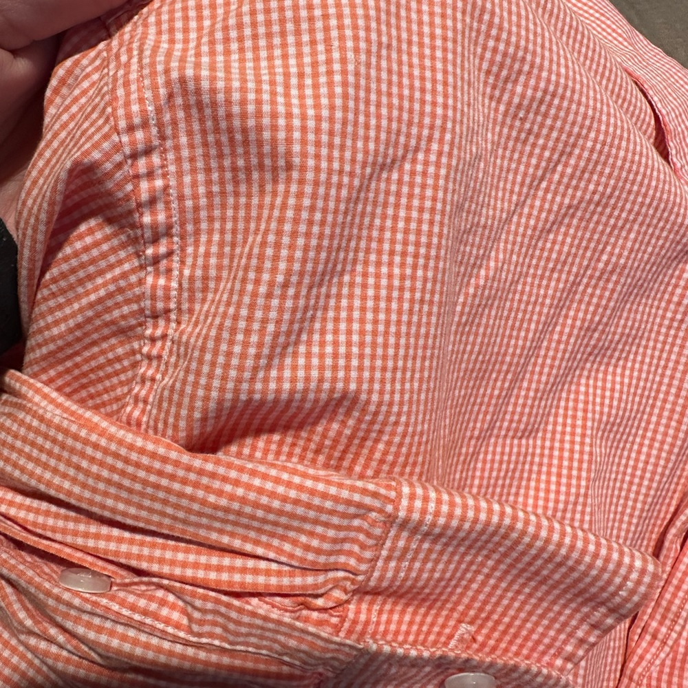 Club Room | Orange Gingham Check Button Down Shirt